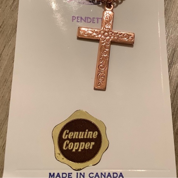 New vintage Copper cross pendette - Picture 2 of 6